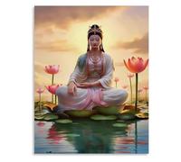 GYQYJPFZM Quan Yin Peaceful Deity Poster Canvas Wall-Art Minimalist Decor for Home Office Bedroom(Unframed,08x12inch(20x30cm))