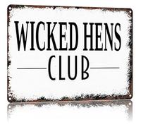 GYQYJPFZM Rustic Chicken Sign Wicked Hens Club Humorous Vintage Tin Sign for Farmhouse Kitchen Wall-Art Coop Decor Country Style Gift 8 X 12 in