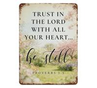 GYQYJPFZM Trust In The Lord Proverbs 3 5 Scripture Metal Sign Vintage Garden Flower Wall-Art For Home Sunday School 8 X 12 inch