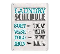 GYQYJPFZM Vintage Laundry Chart Metal Tin Sign Rustic Schedule Plaque For Wash Day Household Organization Laundry Room Wall Decor 8 X 12 inch