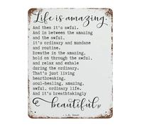GYQYJPFZM Vintage Life Is Amazing Metal Sign Quote Motivational Aluminum Wall Plaque for Entryway Foyer Hallway Corridor Welcome Area Home Decor 8 X 12 inch