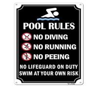 GYQYJPFZM Waterproof Metal Sign Funny Pool Rules No Diving No Running No Splashing No Lifeguard On Duty Outdoor Aluminum Rust Resistant Wall Hanging 8 X 12 in