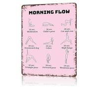 GYQYJPFZM Witty Morning Yoga Flow Ch Metal Plaque Vintage Style Decor for Living Room Kitchen Den 8 X 12 in