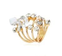 GYRMMUE Elegantes anillos de diamantes de imitación para mujer, novia, damas de honor, coloridos anillos de circonita cúbica, vintage, bohemio, anillo de cristal en capas, anillo de declaración de