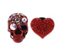 Gyrodymix Perfumero De Coche Halloween Clip Para Rejilla Rojo 1 Set | Aleación, Calavera Corazón, 3.5x2.5cm Y 3x2.5cm, Proporciona Fragancia Fresca, Decorativo