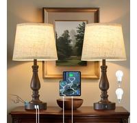 GyroVu Lámpara de Mesa Juego de 2, lámparas de mesita de noche táctiles con puertos USB C+A, lámparas de mesita de noche regulables en 3 intensidades para mesitas auxiliares, mesitas de noche