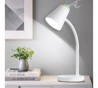 GyroVu Led Lámpara de Escritorio Blanco, Lámpara de Lectura Regulable por Tacto para Dormitorio Oficina Hogar, Lámpara de Mesa Flexible de Cuello de Cisne para Estudio Mesilla de Noche Dormitorio
