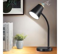 GyroVu Led Lámpara de Escritorio Negro, Lámpara de Lectura Regulable por Tacto para Dormitorio Oficina Hogar, Lámpara de Mesa Flexible de Cuello de Cisne para Estudio Mesilla de Noche Dormitorio