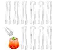 GYSRXS 10 Piezas Pinzas Hielo Pequeñas Transparente Pinzas Hielo Plastico Pinza Hielo Planas Apto para Buffet Fiestas, Bodas, Bares, Barbacoas,16×3.5CM