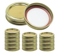 GYSRXS 15 Piezas Temas para Atras Mason 70MM Tapas para Tarros de Cristal Tapas Herméticas para Botes Lid Para Boca Regular Botellas Cristal,Tarros de Mermelada(Dorado)