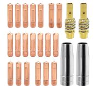 GYSRXS 24 Piezas MIG MB15AK Accesorios de Soldadura con 20×Punta Contacto M6 de 0,6/0,8/0,9/1,0/1,2MM 2×Boquilla de Gas 2×Portapuntas Difusor para Antorcha de Soldadura