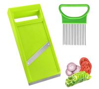 GYSRXS Cortadora de Verduras Manual Plástico Rebanadora con Hoja de Acero Inoxidable y Tenedor Cebolla Corta Verduras para Patatas Calabacin,27×10.5×2CM(Verde)