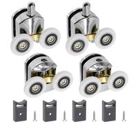 GYSRXS Juego de 4 Rodamientos Mampara Ducha 23MM Diámetro Doble Ruedas Puerta de Ducha Mampara Ducha Accesorios para Vidrio de 4-6MM(2 Superior+ 2 Inferior)