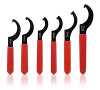 GYSRXS Juego de 6 llaves en forma de C hechas de acero de alto carbono, llave universal de gancho en C para sistema de suspensión y ajustes de choque (rojo y negro)