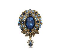 GYSURYB - Broche de cristal para mujer, diseño de flores, broche elegante, diseño de boda, regalo de fiesta, color azul