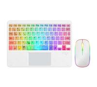 GYSURYB Teclado Bluetooth Colorido Transparente Teclado Bluetooth Retroiluminado de 10 Pulgadas Adecuado para Computadoras Portátiles Tabletas Instalación Fácil Fácil de Usar Blanco