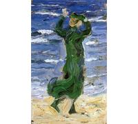 GYTRI CGFHJ Cartel de Franz Marc Impresiones en color《Mujer en el viento junto al mar》Ilustración abstracta mural de Franz Marc Pintura en lienzo para decoración del hogar 50x80cm Sin enmarcar