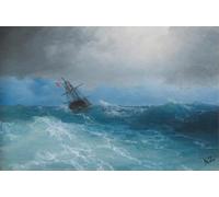 GYTRI CGFHJ Cartel de Ivan Aivazovsky Regalos navideños Pintura en lienzo《Gathering Storm》De Ivan Aivazovsky Colección de Grabados para Decoración del Hogar 90x58cm Sin enmarcar