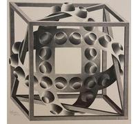 GYTRI CGFHJ Cartel de M.C Escher Ilusión Pintura abstracta en lienzo《Cubo con cintas mágicas》De M.C Escher Colección de Grabados para Decoración del Hogar 40x40cm Sin enmarcar