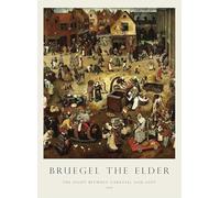 GYTRI CGFHJ Cartel de Pieter Bruegel el Viejo Pintura retro en lienzo《Lucha entre Carnaval y Cuaresma》por Bruegel el Viejo Grabados para decoración del hogar 40x55cm Sin enmarcar