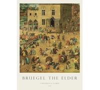 GYTRI CGFHJ Cartel de Pieter Bruegel el Viejo Pintura retro sobre lienzo《 Juegos infantiles》De Pieter Bruegel el Mayor Grabados para decoración del hogar 40x55cm sin enmarcar
