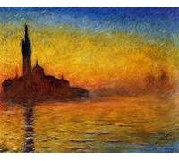 GYTRI CGFHJ Claude Monet Póster Impresiones en color Cuadro abstracto de arte mural 《 Crepúsculo Venecia 》 Claude Monet Paisaje Lienzo Pintura Para Decoración Del Hogar 50x60cm Sin Marco