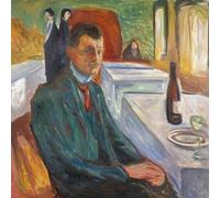 GYTRI CGFHJ Edvard Munch Grabados《Autorretrato de una botella de vino》por Edvard Munch Póster Arte abstracto en la pared Pintura de lienzo para la casa 50x50cm sin enmarcar