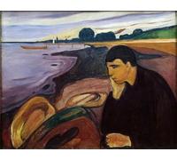 GYTRI CGFHJ Edvard Munch Póster Impresiones en color Cuadro abstracto de arte de pared《Melancolía》Edvard Munch Gente Paisaje Lienzo Pintura Para Decoración Del Hogar 50x60cm Sin Marco