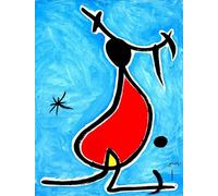 GYTRI CGFHJ Famoso Joan Miro Póster Impresiones en Color Cuadro de Arte de Pared Abstracto《Dónde Está La Estrella》Joan Miró Cuadro Azul Lienzo Para Decoración del Hogar 40x60cm Sin Marco