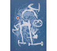 GYTRI CGFHJ Famoso Joan Miró Póster Impresiones en Color Cuadro de Arte de Pared Abstracto《El Analfabeto - Azul》Joan Miró Pintura en Lienzo Para Decoración del Hogar 40x60cm Sin Marco