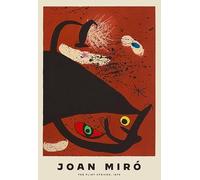 GYTRI CGFHJ Famoso Joan Miro Póster Impresiones en Color Cuadro de Arte de Pared Abstracto《El Delantero de Pedernal》Joan Miró Pintura en Lienzo Para Decoración del Hogar 40x60cm Sin Marco