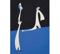 GYTRI CGFHJ Famoso póster de Joan Miro Visión Ilustración abstracta de pared 《Figuras y azul》de Joan Miro Grabados Pintura en lienzo a color para decoración del hogar 58x80cm Sin enmarcar