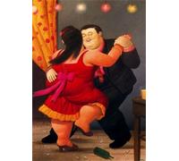 GYTRI CGFHJ Fernando Botero Gente Póster Impresiones en Color Retro Cuadro de Arte de Pared《Baile para Dos》Fernando Botero Pintura en Lienzo Para Decoración del Hogar 40x60cm Sin Marco