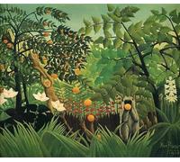 GYTRI CGFHJ Henri Rousseau Forest Poster Color Prints Abstract Wall Art Picture《Paisaje exótico》Henri Rousseau Lienzo Pintura Para Decoración Del Hogar 50x60cm Sin Marco