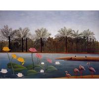 GYTRI CGFHJ Henri Rousseau Paisaje Póster Impresiones en color Cuadro abstracto de arte de pared《Los flamencos》Henri Rousseau Cuadro en lienzo para decoración del hogar 50x80cm Sin marco