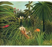 GYTRI CGFHJ Henri Rousseau Póster Impresiones en color Cuadro abstracto de arte de pared《Jaguar atacando a un caballo》Henri Rousseau Cuadro en lienzo para decoración del hogar 50x60cm sin marco