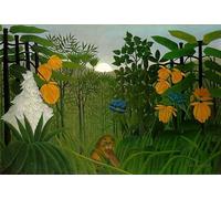 GYTRI CGFHJ Henri Rousseau Póster Impresiones en color Cuadro abstracto de arte de pared《La comida del león》Henri Rousseau Cuadro en lienzo para decoración del hogar 50x80cm Sin marco