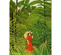 GYTRI CGFHJ Henri Rousseau Póster Impresiones en color Cuadro abstracto de arte de pared《Mujer de rojo en el bosque》Henri Rousseau Cuadro en lienzo para decoración del hogar 50x60cm sin marco