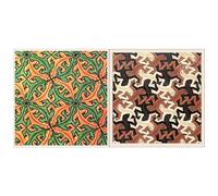 GYTRI CGFHJ M.C Escher Póster Impresiones en color Cuadro abstracto de arte de pared《Composición de lagarto》M.C Escher Pintura visual en lienzo para decoración del hogar 40x40cmx2 sin marco