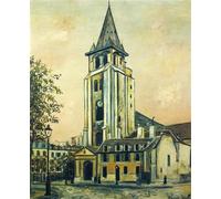 GYTRI CGFHJ Maurice Utrillo Póster Impresiones en color Cuadro abstracto de arte mural《Iglesia de St. Germain》Maurice Utrillo Pintura en lienzo para decoración del hogar 50x60cm Sin marco
