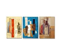 GYTRI CGFHJ Pablo Picasso Póster Impresiones en Color Cuadro de Arte Abstracto de Pared《Serie de Bodegones》Pablo Picasso Pintura en Lienzo Para Decoración del Hogar 30x50cmX3 Sin Marco