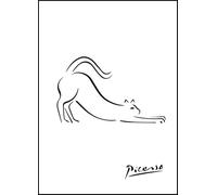 GYTRI CGFHJ Póster abstracto de Pablo Picasso Cuadro de pared de pared 《Stretching Cat》de Pablo Picasso Grabados en línea Pintura de lienzo animal para decoración del hogar 40x60cm sin enmarcar