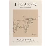 GYTRI CGFHJ Póster abstracto de Pablo Picasso Cuadro de pared de pared 《The Longhorn》 de Pablo Picasso Grabados de lienzo de animales sencillos para decoración del hogar 40x50cm sin enmarcar