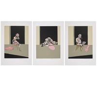 GYTRI CGFHJ Póster de Francis Bacon Arte abstracto en la pared《Hombre sentado-Tríptico 1972》por Francis Bacon Grabados Pintura en lienzo a color para decoración del hogar 30x40cmx3 sin enmarcar
