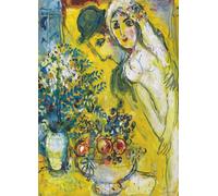 GYTRI CGFHJ Póster de Marc Chagall Impresiones a color《Amor sobre fondo amarillo》Cuadro abstracto de pared de Marc Chagall Pintura en lienzo para decoración del hogar 50x60cm sin enmarcar