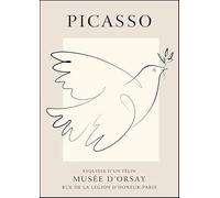 GYTRI CGFHJ Póster de Pablo Picasso Ilustración abstracta de pared 《Paloma de la paz》por Pablo Picasso Líneas de impresión Pintura de lienzo animal para decoración del hogar 50x80cm sin enmarcar