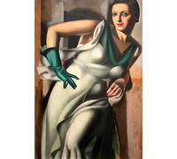GYTRI CGFHJ Póster e impresiones de Tamara De Lempick《Mujer con guante verde》Arte abstracto mural de Tamara De Lempicka Pintura en lienzo para decoración del hogar 40x60cm sin enmarcar