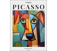 GYTRI CGFHJ Póster estilo Pablo Picasso Estampados de animales a color《El Perro》Ilustración abstracta mural de Pablo Picasso Pintura en lienzo para decoración del hogar 30x40cm sin enmarcar