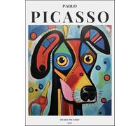 GYTRI CGFHJ Póster estilo Pablo Picasso Estampados de animales a color《Perro adorable》Cuadro abstracto de pared de Pablo Picasso, pintura de lienzo para decoración del hogar 30x40cm sin enmarcar