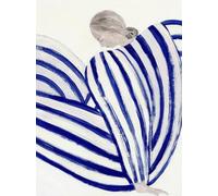 GYTRI CGFHJ Sofia Lind People Poster Color Prints Abstract Wall Art Picture《Blue Line Pijamas Girl》Sofia Lind Pintura en lienzo para decoración del hogar 50x60cm sin marco